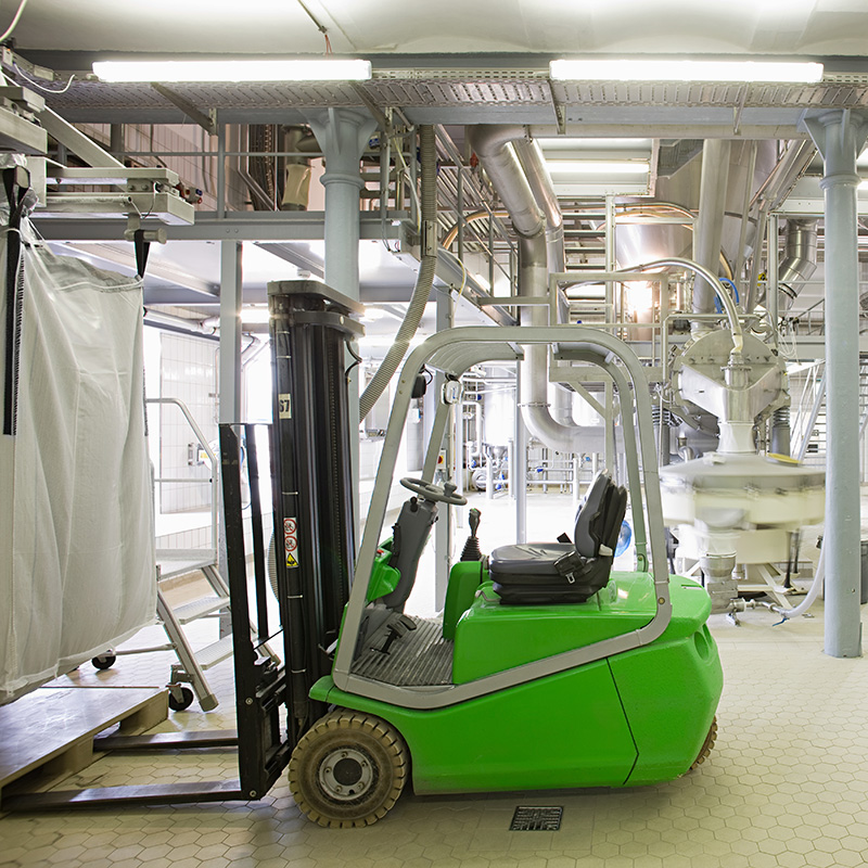 Forklift truck in a factory